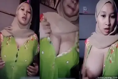 Hijab Daster Hijau Sange Berat, Memek Basah Minta Dihajar